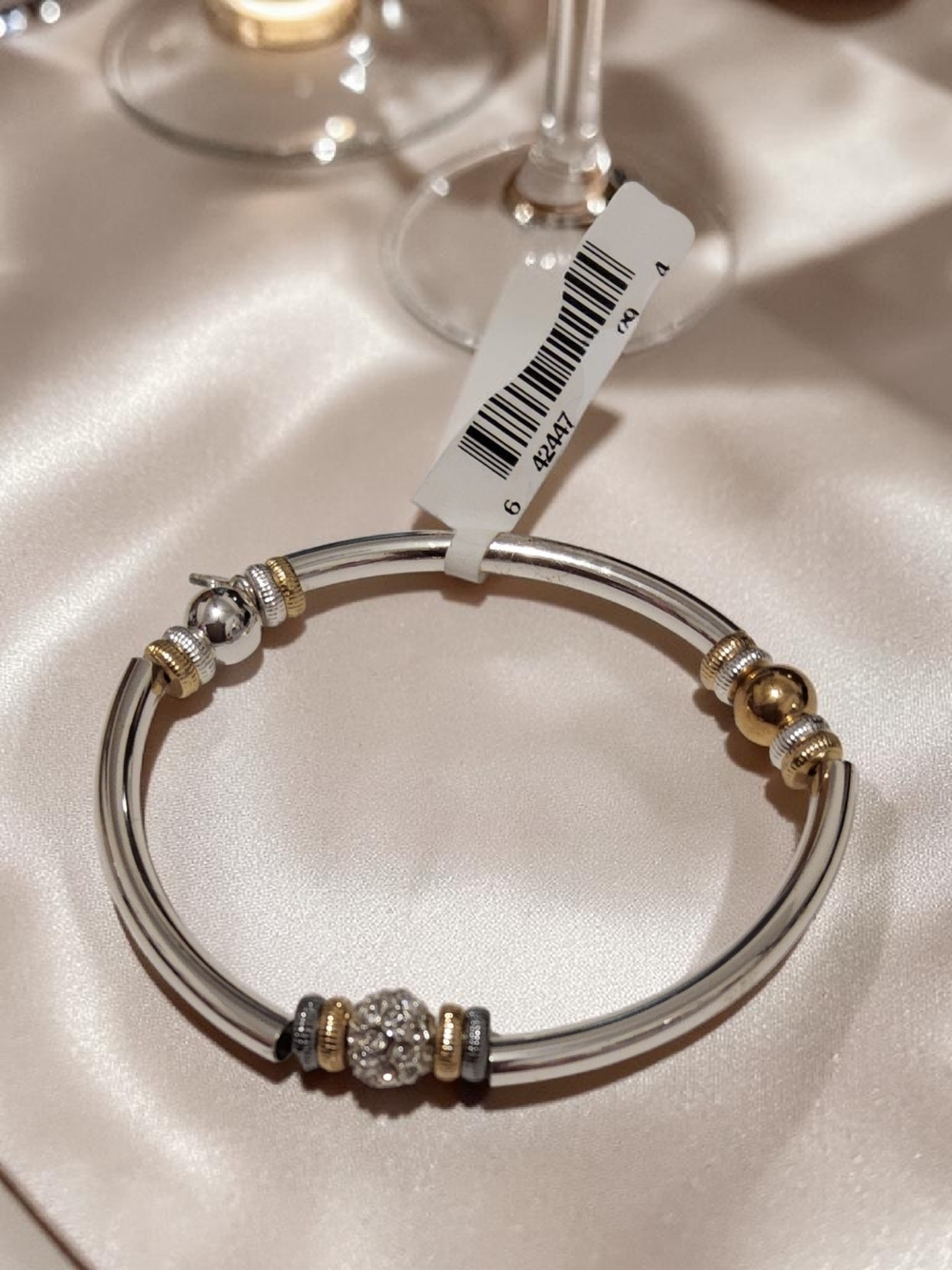 Two-Tone Silver and Gold Bead Women's Bracelet